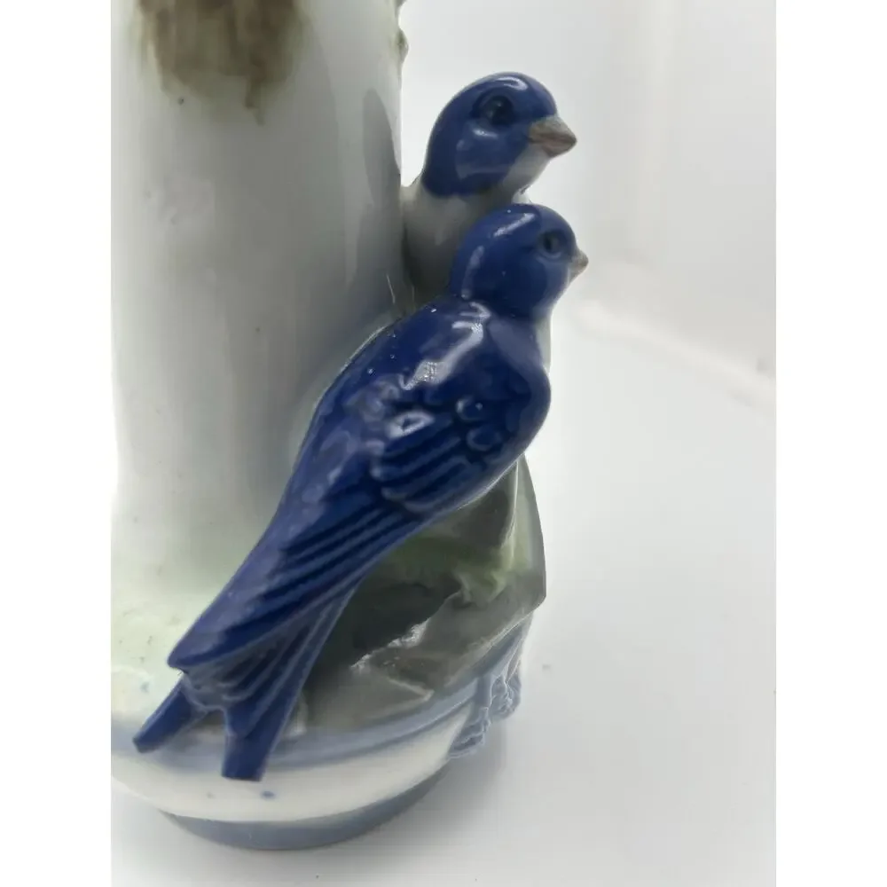 Vintage Porcelain Vase. Representing Trees And Birds.